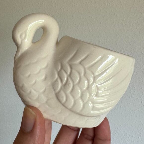 Vintage Ceramic Swan Planter, Match Holder - Picture 1 of 7